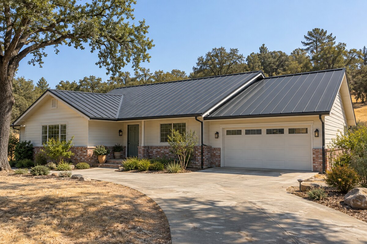 Dark metal roof installation by Titan Roofing Solutions in Shingle Springs